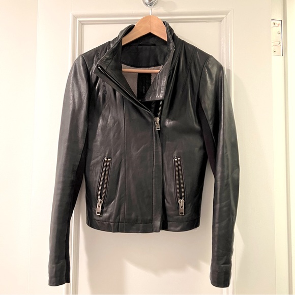 NAF NAF Paris Genuine Leather Motorcycle Zip Jacket